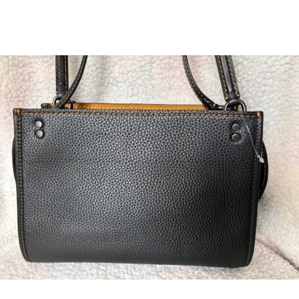 Coach 1941 ROGUE  Shoulder Bag Black/ Yellow Stitching - Picture 6 of 14